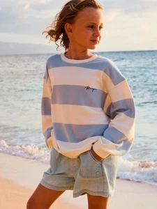NWOT*Roxy Crew Neck Sweatshirt for Girls 4 Skyway Strictly Stripe - Picture 1 of 8