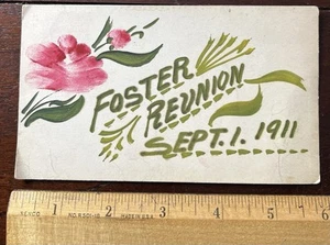 1911 Invitation Card, Foster Reunion, Sept 1. Adorned with Pretty Flowers. - Picture 1 of 2