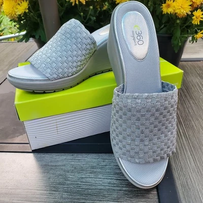 Easy Spirit 360 Silver Wedge Sandals 10W - New with Box - Image 1 of 4