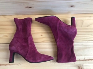 Stuart Weitzman Genuine Stretchy Suede Booties,5B,pull on,new,purple - Picture 1 of 7