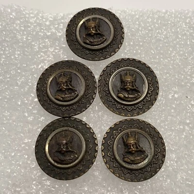 5 Vintage Viking Buttons AP & Cie France Paris Birds Eye Maple Button Norse - Image 1 of 4