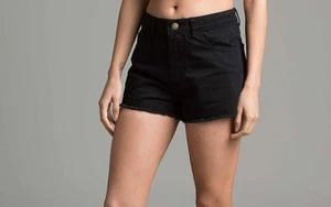 Brave Soul Ken Denim Short Black UK 12 DH8 FF 05 - Picture 1 of 6