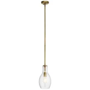 KICHLER Everly 13.75 in. 1Light Natural Brass Transitional Pendant Hanging Light - Picture 1 of 7