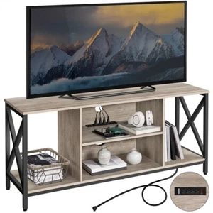 TV Stand with Power Outlet Industrial TV Console for TVs up to 65"forLiving Room - Picture 1 of 36