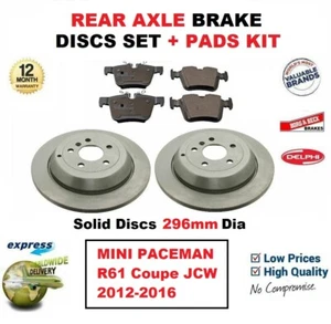 PARA MINI PACEMAN R61 cupé JCW 2012-2016 PASTILLAS DE FRENO TRASERAS + DISCOS SÓLIDOS 296 mm de diámetro - Imagen 1 de 1