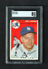 1954  Topps  Baseball  #5  Ed  Lopat  New York Yankees  SGC 8  Near  Mint-Mint