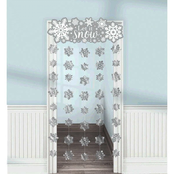 Winter Snowflake Doorway Curtain - 39" x 77" - Image 1 of 1