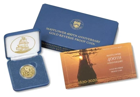 2020 Mayflower 400th Anniversary Fine GOLD Reverse Proof Coin $10 Commemorative Cover