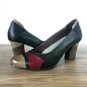 L'Artiste Spring Step Oeiras Leather Heels Green Red Cap Toe Women's EUR Size 40 - Picture 1 of 12