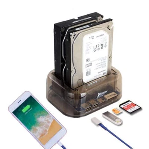 2.5 / 3.5 inch USB3.0 Dual SATA HDD Enclosure with HUB & OTB Function, The Maxim - Afbeelding 1 van 16