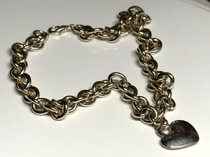 Pendant Necklace Silver Tone Metal Chain Heart Choker - Picture 1 of 12