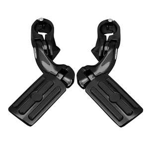 1.25" Adjustable Short Angled Highway Footpegs w/Mounts For Harley Honda Black - Picture 1 of 8