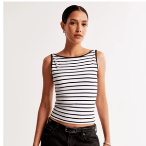 Abercrombie & Fitch Boatneck Tank Top Cotton-Blend Black White Stripe NWT - Picture 1 of 4