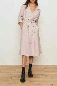 BA&Sh Mujer Lila Doble Pecho Fluido Trench Cricko Abrigo 1 $540 NUEVO - Imagen 1 de 5
