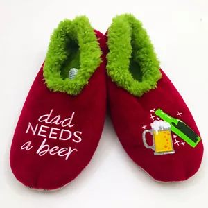 Snoozies Men's Dad Need's a Beer Extra Large 13 Burgundy - Picture 1 of 6