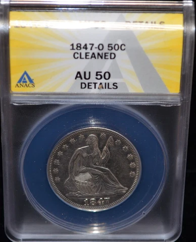 ANACS Graded 1847-O Liberty Seated Half Dollar AU 50- INV# I819 Cover