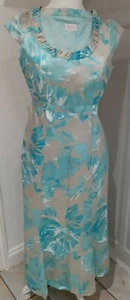 Libra Size 10 NEW Silk Maxi Dress Pale Blue Oyster Wedding Cruise - Picture 1 of 2
