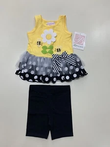 Bonnie Baby Girls Clothes Size 12M T Shirt Top+Floral Shorts Outfit Set - Picture 1 of 6