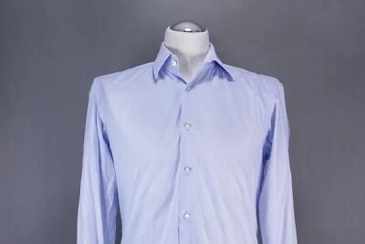 HUGO BOSS Enzo Camicia A Maniche Lunghe S KW38 Blu Azzurro Colletto Kent B1570 - Immagine 1 di 4