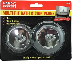 Handy Hardware 2Pc Multi Fit Bath & Sink Plug 60Mm & 75Mm Universal Bathtub S... - Picture 1 of 4