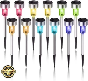 12 Pack Waterproof Solar Lights Outdoor, LED Garden Pathway Landscape Lighting - Picture 1 of 8