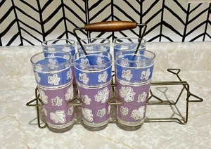 Libbey Gläser im Messing Getränkedose MCM Floral Leaf Pastell - Bild 1 von 5