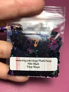 5G Holographic Black Poop Shape nail acrylic gel craft US Seller - Picture 1 of 2