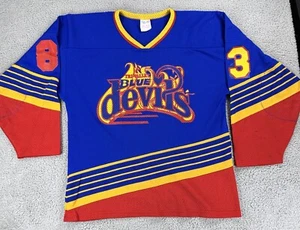 Vintage Athletic Knit Tri Valley Blue Devils Hockey Jersey Medium Mesh Canada - Bild 1 von 22