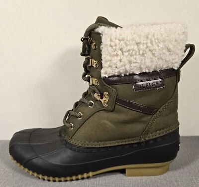 Tommy Hilfiger Mujer Botas de Pato Verde Imitación Piel Talla 8 M Tono Dorado Forradas de Felpa Foto 1 de 4