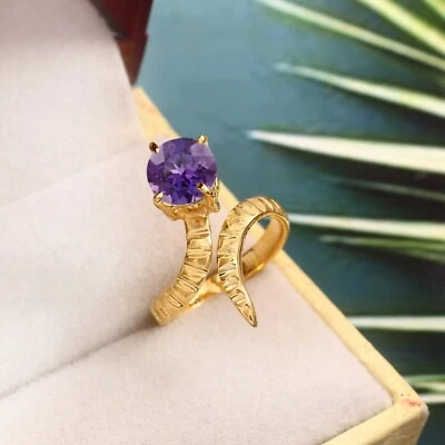 Genuine Taaffeite Sapphire Ring Sapphire Round Ring Purple Pink Gemstone Ring - Image 1 of 4