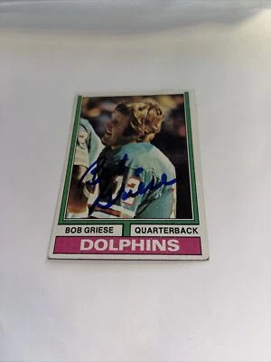 Bob Griese Hof Miami Dolphins Signed 1974 Topps Football Card - Image 1 of 2