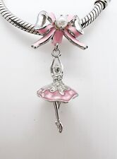 💖 Pink Ballet Dancer Ballerina Dangle Charm Genuine 925 Sterling Silver 💖