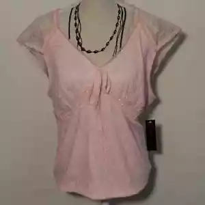 No Boundaries Pink Lace All Over Juniors Top Size Medium 7 / 9 Cute Summer Top - Picture 1 of 11
