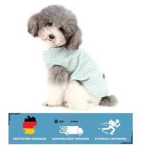 Gestreiftes Hundeshirt aus Baumwolle für kleine Hunde & Katzen – Größe L, Grün - Bild 1 von 2