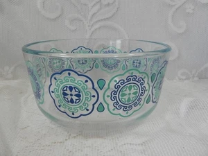 RARO PYREX Retro MCM Transparente y Azul Turquesa Molinete Flor Cuenco Vidrio 6”W - Imagen 1 de 1