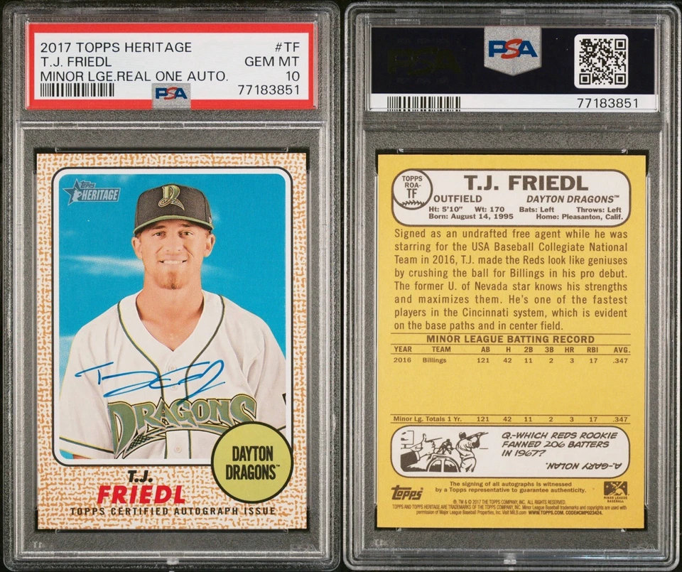 2017 TOPPSHERITAGE МАЛАЯ ЛИГА РЕАЛЬНЫЕ АВТОГРАФЫ #TF T.J. FRIEDL - Изображение 1 из 1