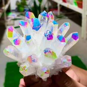 353G Angel Aura Quartz TitaniumBismuth Siliconcluster Rainbow Crystals StoneAB - Picture 1 of 19