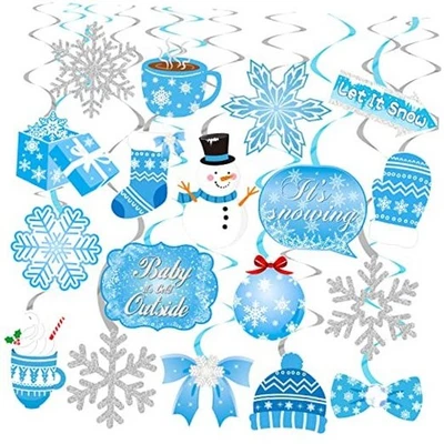 20 piezas Winter Wonderland remolinos colgantes copo de nieve muñeco de nieve techo de lámina  Foto 1 de 4