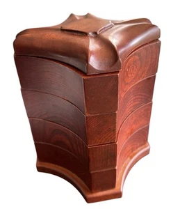 Four Tier Swivel Wood Wooden Jewelry Box 8" 2002 Bombay Company Square EUC - Picture 1 of 11