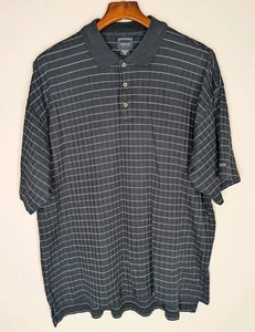 Izod Golf Polo Shirt Mens Size XL Black Striped Double Mercerized Short Sleeve - Picture 1 of 7