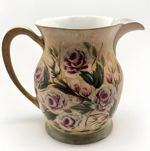 Vintage handbemalter Metallkrug mit Blumen Design. - Bild 1 von 10
