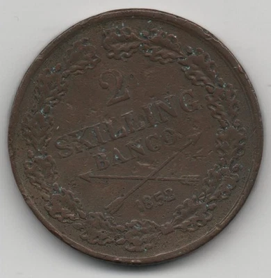 SWEDEN # 2-1063 # 2 SKILLING BANCO # 1852 # USED # - Image 1 of 2