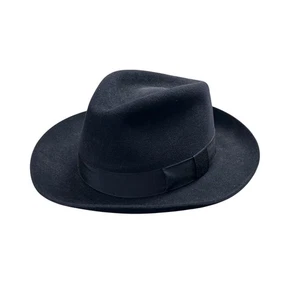 Vintage HUCKEL Men Blue Genuine Velour Fedora Hat Size 60 - Picture 1 of 4