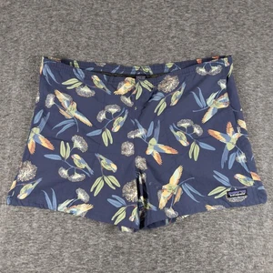 Patagonia Shorts Mens Large Blue Baggies 5in Parrot Print Swim Nylon - Picture 1 of 9