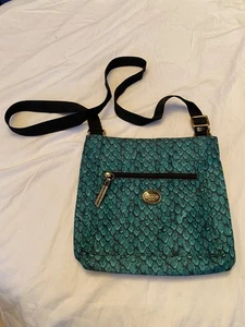 Coach Swingpack-Umhängetasche grün Schlangenmuster verstellbarer Riemen Reißverschluss - Bild 1 von 10