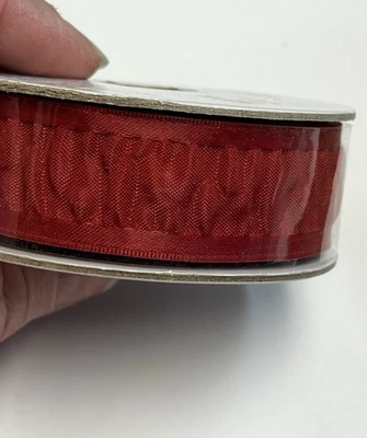 Cinta de estampación roja real acanalada de Navidad de San Valentín 10 yardas 1” de ancho #8020 Foto 1 de 3