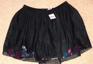 JUSTICE GIRLS 80'S LIKE SKIRT BLACK TUTU WITH CONFETTI IN IT NEW WITH TAGS SZ 12 - Picture 1 of 3
