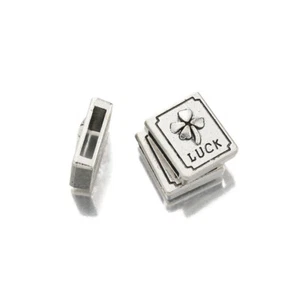 10Pcs Tibetan Silver Square Carved LUCK Clover Sliders Spacer Beads 11*2mm Hole - Picture 1 of 4
