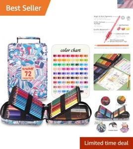 Artist-Grade 72 Soft Core Colored Pencils with Zipper Case & Metallic Shine - Picture 1 of 10