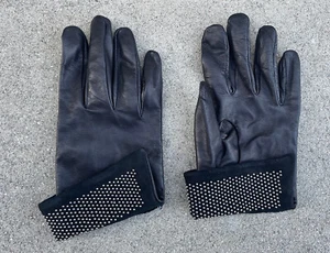 Ronnie Wood - Paula Rowan Womens Silk Lined Studded Leather Gloves Black NWOT 10 - Picture 1 of 11